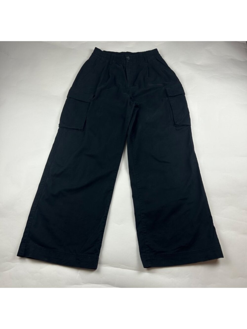 Old Navy Black Canvas High Rise Wide Leg Pull On Cargo Pant S